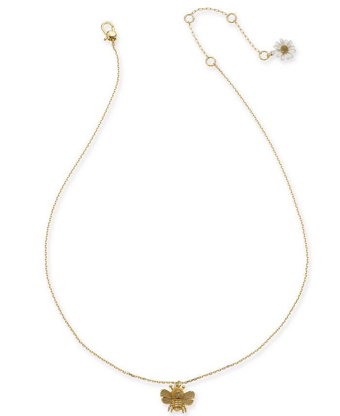 kate spade new york Gold-Tone Mini Bee Pendant Necklace, 16