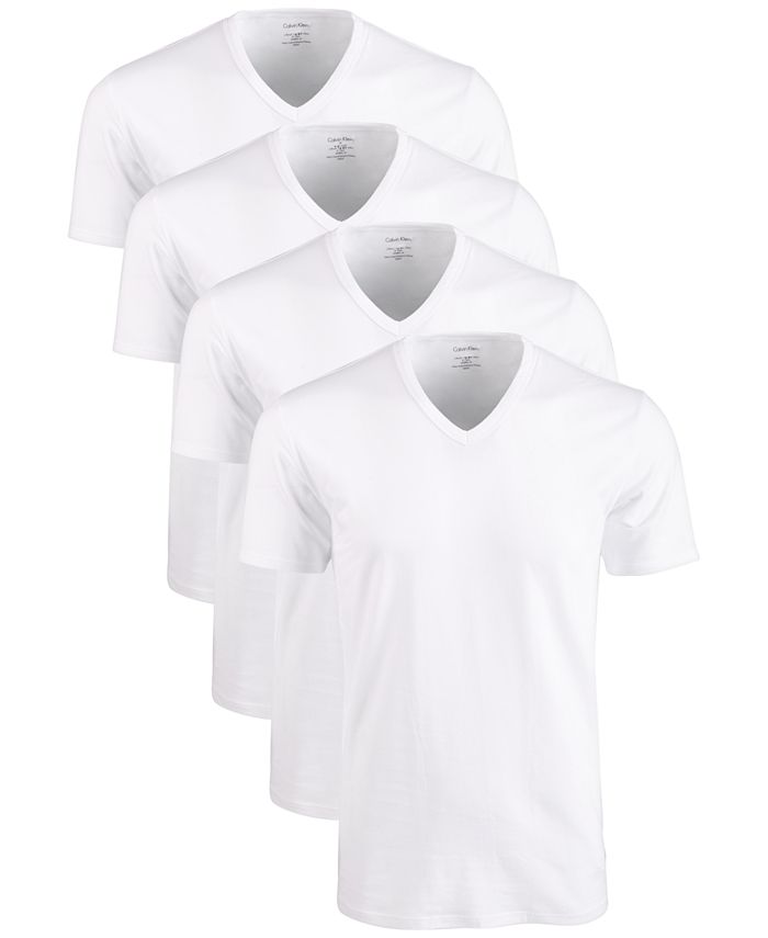 Calvin Klein Men's Cotton Stretch V-Neck Undershirts 4-Pack - Macy's