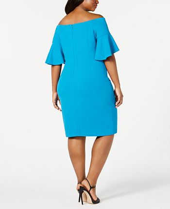 Calvin klein blue off the shoulder dress store