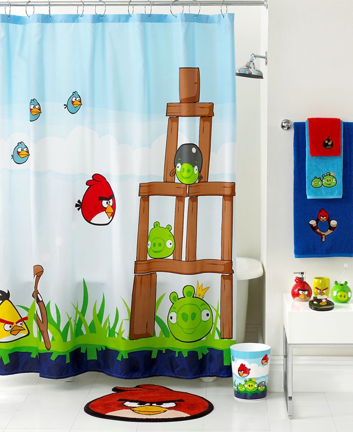 Rovio Angry Birds Microfiber Shower Curtain Or Room Divider 72inx72in 