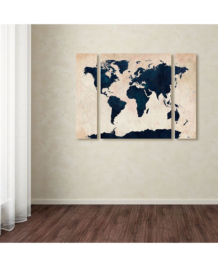 Trademark Global Michael Tompsett 'World Map Navy' Multi Panel Art Set ...