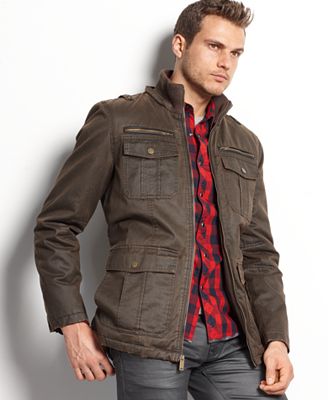 GUESS Coat, Antique-Finish Hooded Jacket - Coats & Jackets - Men - Macy's