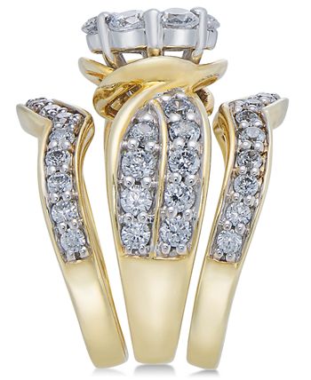 Macy's - Diamond Cluster 3-Pc. Bridal Set (3 ct. t.w.) in 14k Gold