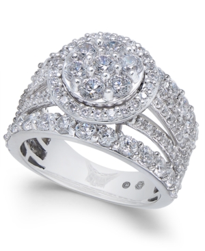 image of Diamond Multi-Row Cluster Ring (3 ct. t.w.) in 14k White Gold
