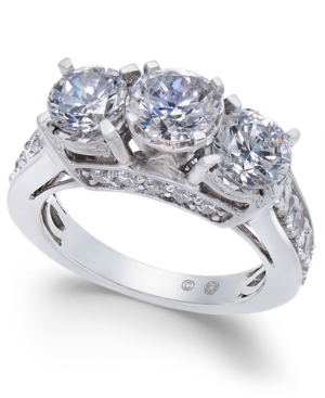 image of Diamond Three Stone Engagement Ring (3 ct. t.w.) in 14k White Gold