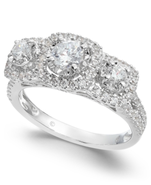 image of Triple Diamond Engagement Ring (1 ct. t.w.) in 14k White Gold