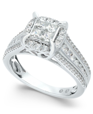 image of Diamond Quad Halo Ring (1 ct. t.w.) in 14k White Gold