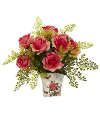 Rose and Maiden Hair w/Floral Planter