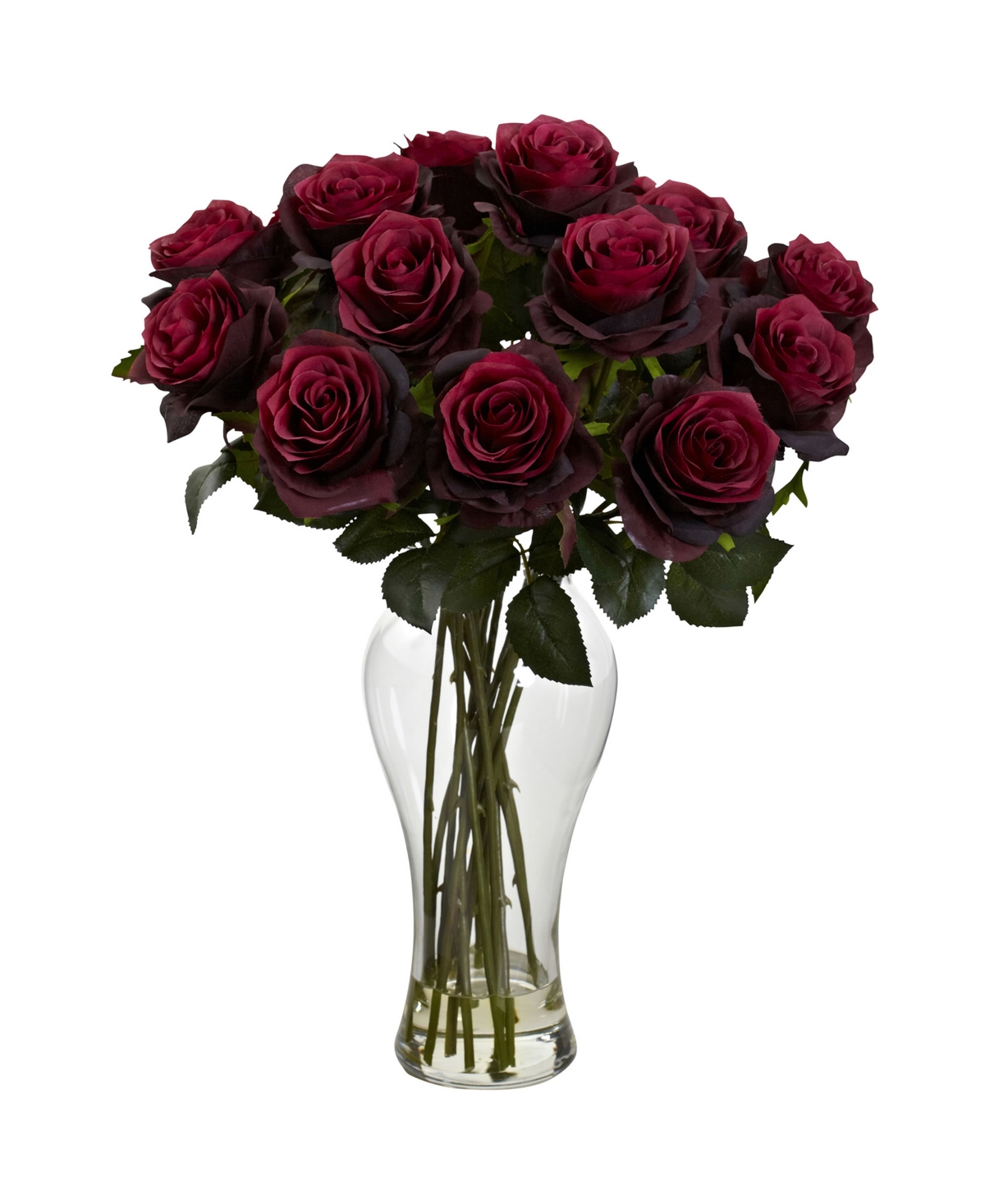 Blooming Roses w/Vase - Burgundy