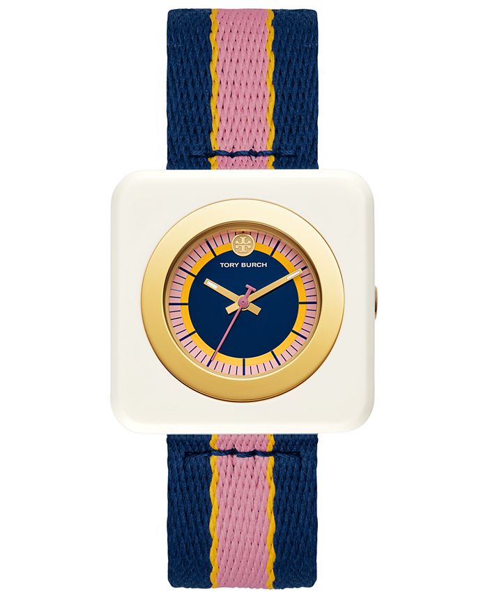 Tory Burch Women S Izzie Multicolor Grosgrain Strap Watch 36mm Reviews All Fine Jewelry Jewelry Watches Macy S