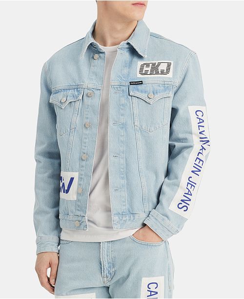 Calvin Klein Jeans Men S Foundation Graphic Trucker Jacket
