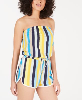 strapless terry romper