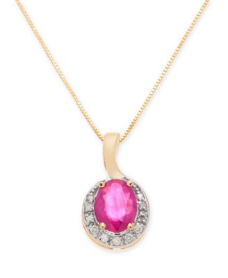 Macy's - Ruby (1-1/2 ct. t.w.) & Diamond Accent 18" Pendant Necklace in 14k Gold