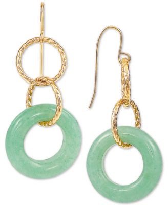 Jade Multi-Ring Drop Earrings in 10k Gold