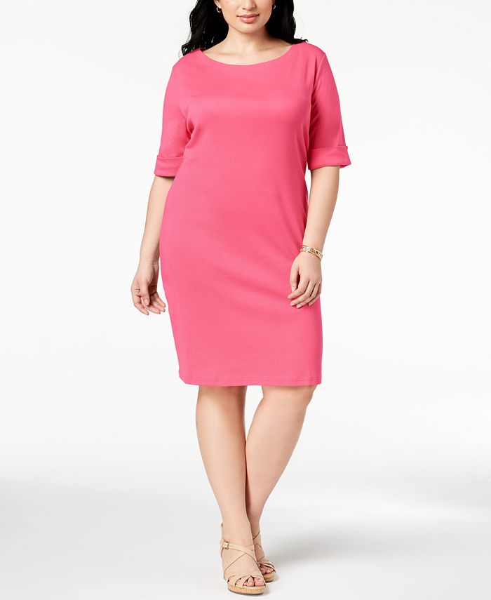 Karen Scott Plus Size Cotton Shift Dress, Created for Macy's - Macy's