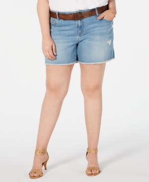 UPC 732996121260 product image for Style & Co Plus Size Distressed Belted Shorts, Created for Macy's | upcitemdb.com