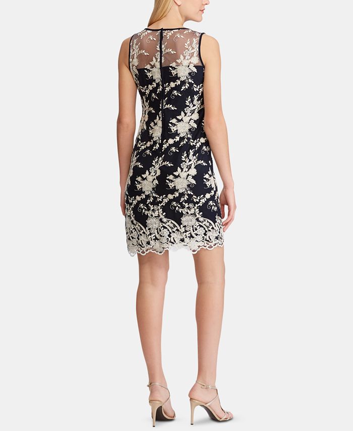 Lauren Ralph Lauren Petite Lace-Embroidered Dress - Macy's