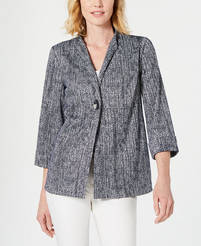 JM Collection Petite One-Button Textured Jacket, Created for Macy's ...