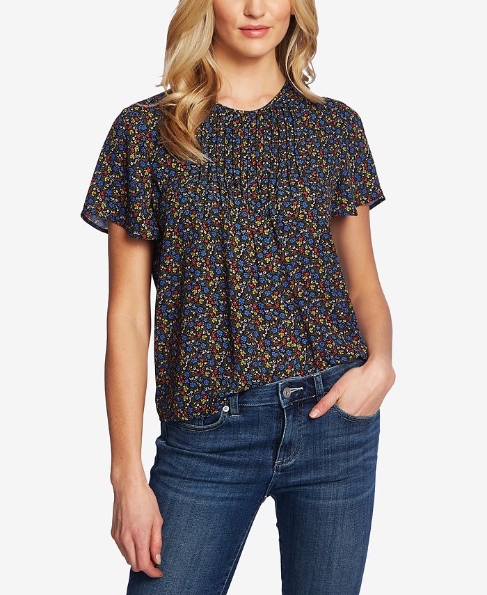 CeCe Pintucked Floral-Print Top & Reviews - Tops - Women - Macy's