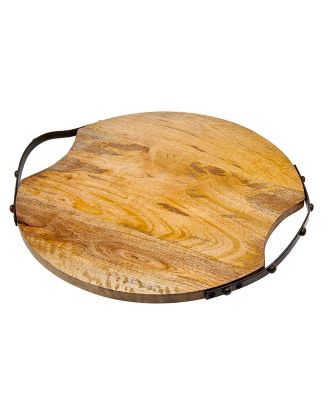 large round wood tray