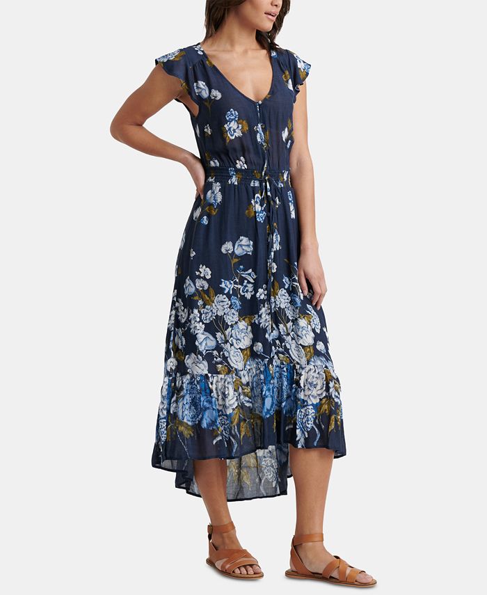 Lucky Brand Felice Floral-Print High-Low Dress - Macy's