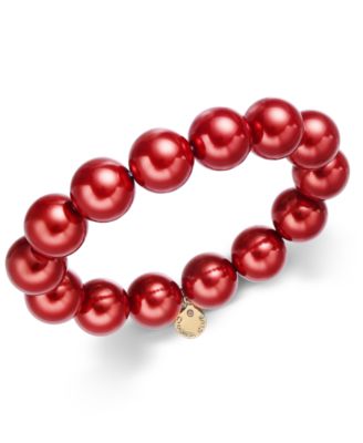 Charter Club - Gold-Tone Imitation Pearl Stretch Bracelet