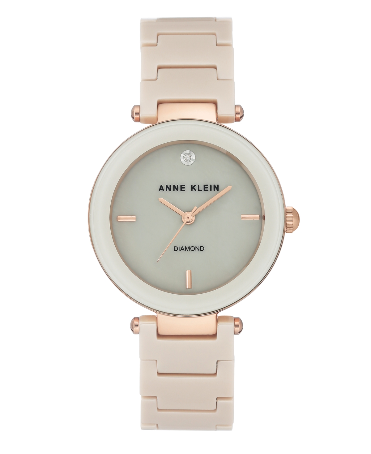 Anne Klein Genuine Mother Of Pearl Dial With A Genuine Diamond Watch In Rosegt