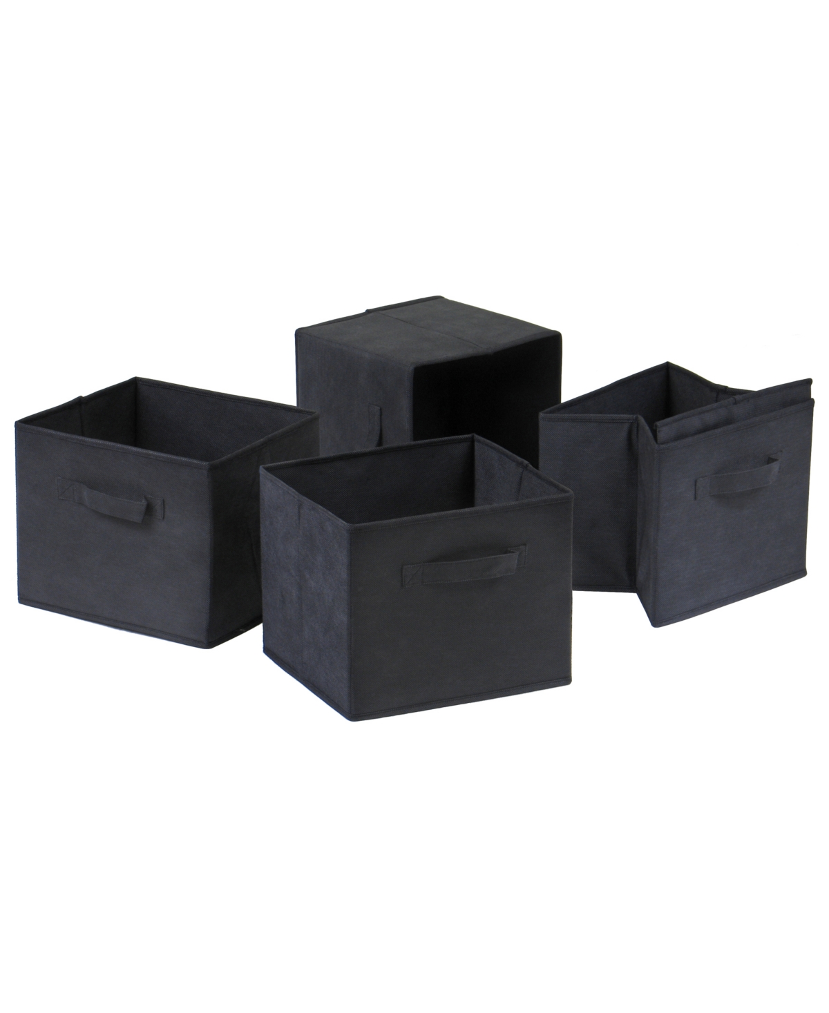 Capri Set of 4 Foldable Fabric Baskets - Black