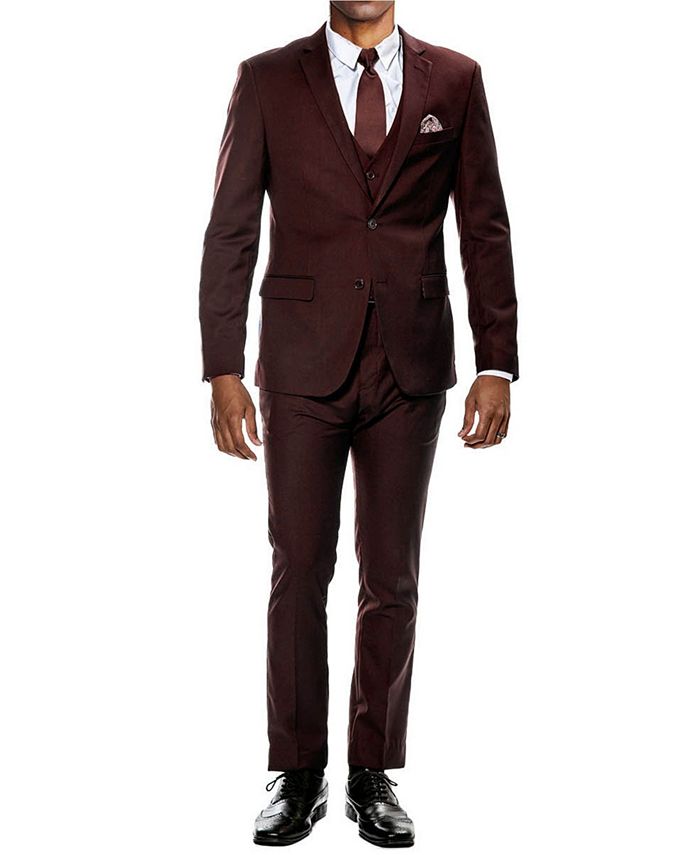 Sean Alexander Men's Stretch Ultra Slim Fit 3-Piece Solid Suit ...