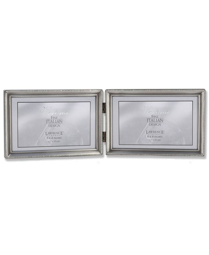 Lawrence Frames Polished Silver Plate 4x6 Hinged Triple Picture Frame Bead Border Design