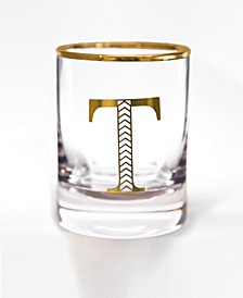 Monogram Rim and Letter T Double Old Fashioned Glasses, Set Of 4