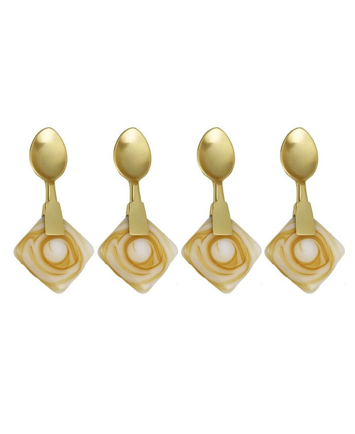 Classic Touch Set of 4 Dessert Spoons with Agate Stone Handle Macy's