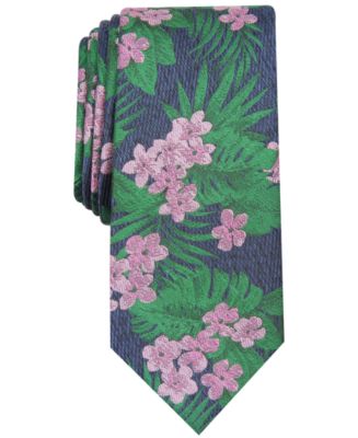 Bar III Men's Plumeria Floral Skinny Tie, Created for Macy's - Macy's