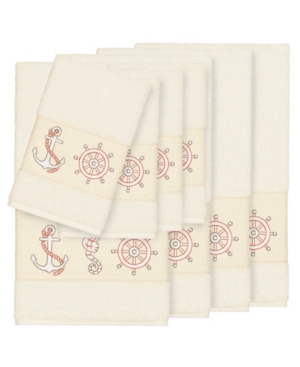 Linum Home Turkish Cotton Easton 8-pc. Embellished Towel Set Bedding In Cream