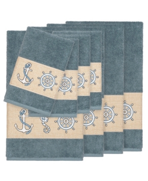 Linum Home Turkish Cotton Easton 8-pc. Embellished Towel Set Bedding In Teal