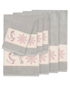 Linum Home Turkish Cotton Easton 8-pc. Embellished Towel Set Bedding In Light Grey