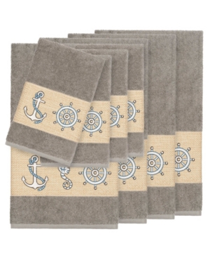 Linum Home Turkish Cotton Easton 8-pc. Embellished Towel Set Bedding In Dark Grey