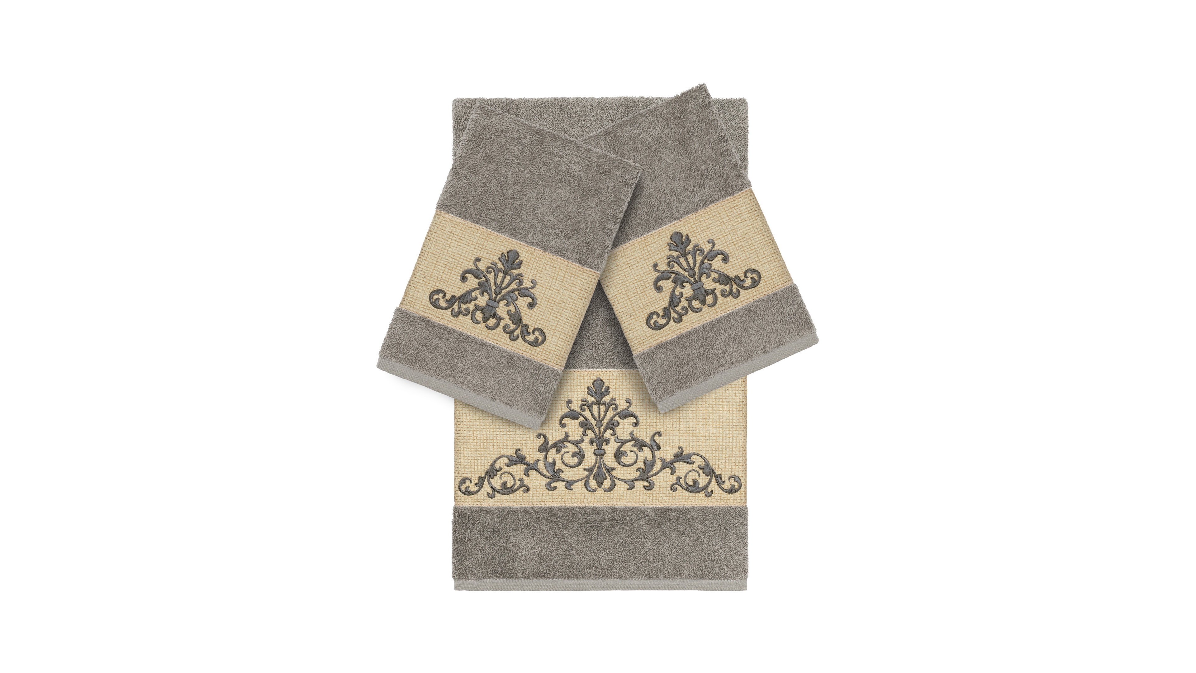 Linum Home Turkish Cotton Scarlet 3-Pc. Embellished Towel Set
