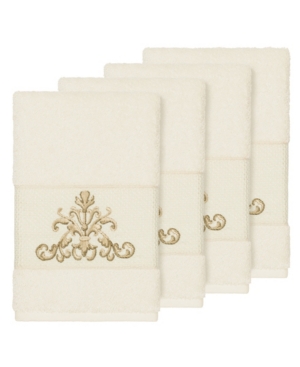 Linum Home Turkish Cotton Scarlet 4-pc. Embellished Hand Towel Set Bedding In Cream