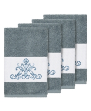 Linum Home Turkish Cotton Scarlet 4-pc. Embellished Hand Towel Set Bedding In Teal