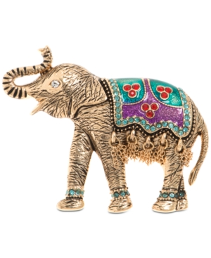 Anne Klein Gold-tone Pave Elephant Pin, Created For Macy's In Multi
