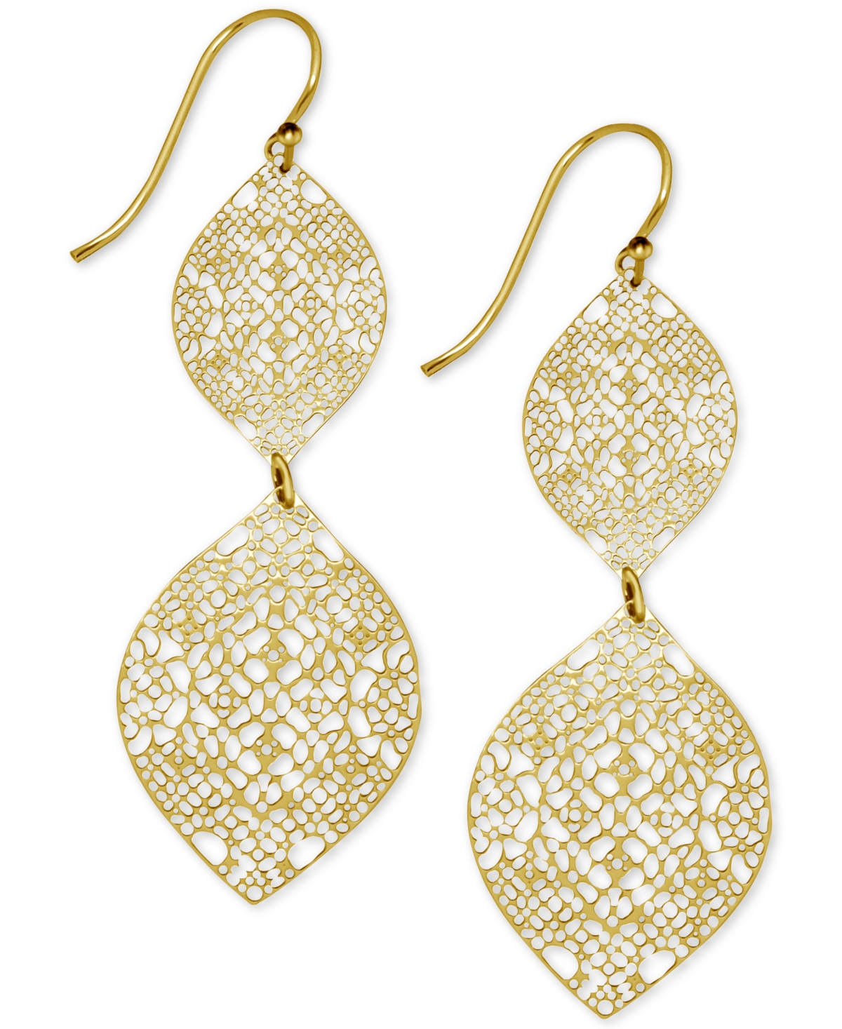 Filigree Double Drop Earrings in Gold-Plate - Gold