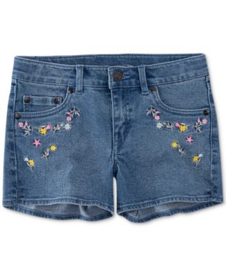 embroidered denim shorts