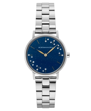 image of Bcbgmaxazria Ladies Blue Dial Round Stainless Steel Bracelet Watch, 32mm