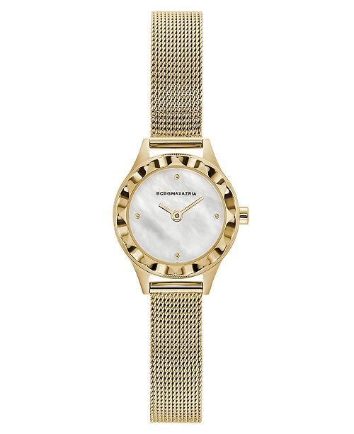 Bcbgmaxazria Ladies Round Goldtone Stainless Steel Mesh Strap Watch 24mm Reviews Watches Jewelry Watches Macy S