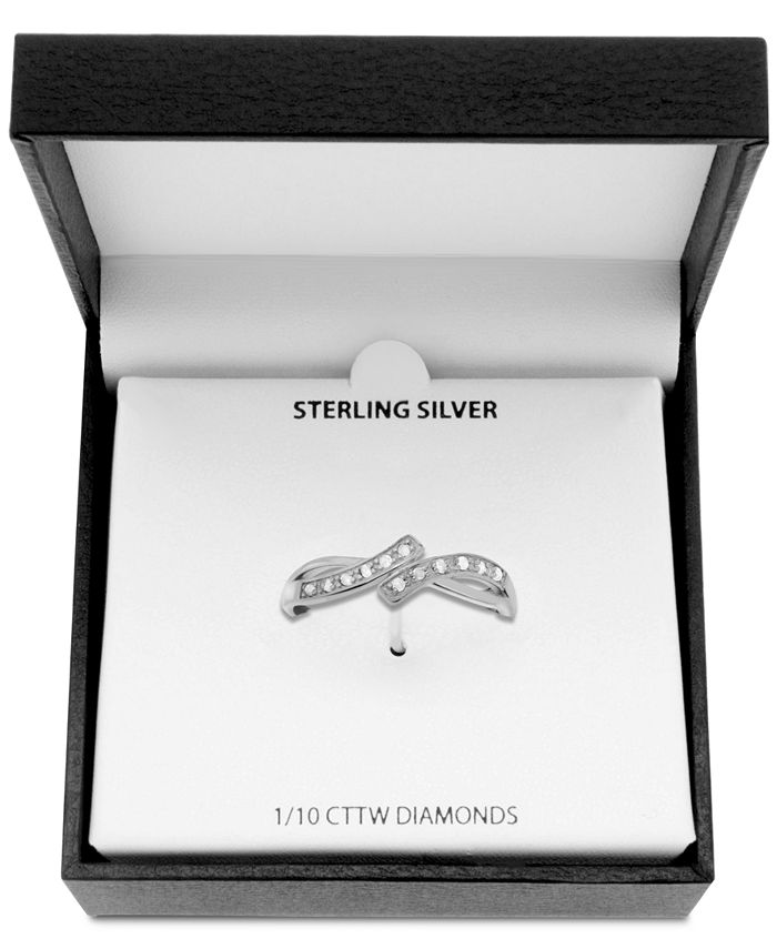 Macy's Diamond Bypass Statement Ring (1/10 ct. t.w.) in Sterling Silver ...