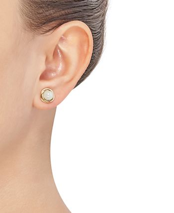 Macy's - Jade (6mm) Button Knot Stud Earrings in 10k Gold