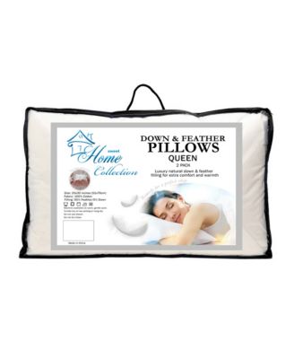 Down and Feather Blend 100% Cotton Cover Premium 2-Pack Pillows, Queen