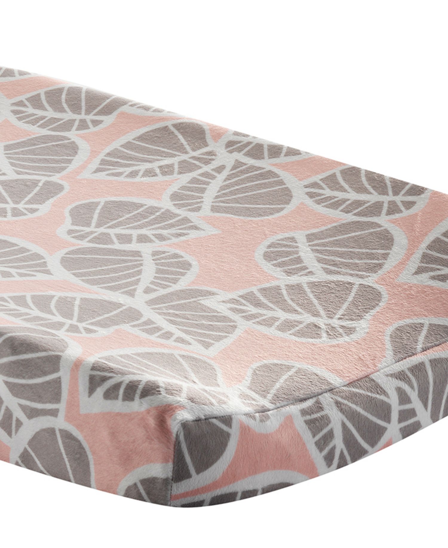 Lambs and Ivy Calypso Pink/Taupe Leaf Print Baby Changing Pad Cover