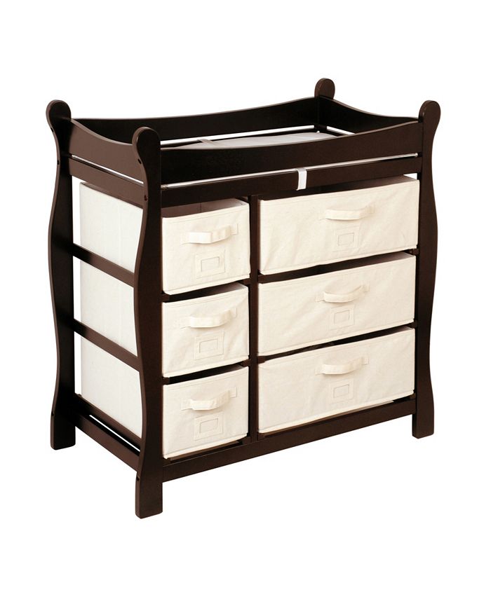Badger Basket Sleigh Style Baby Changing Table with 6 Baskets OVERMAX